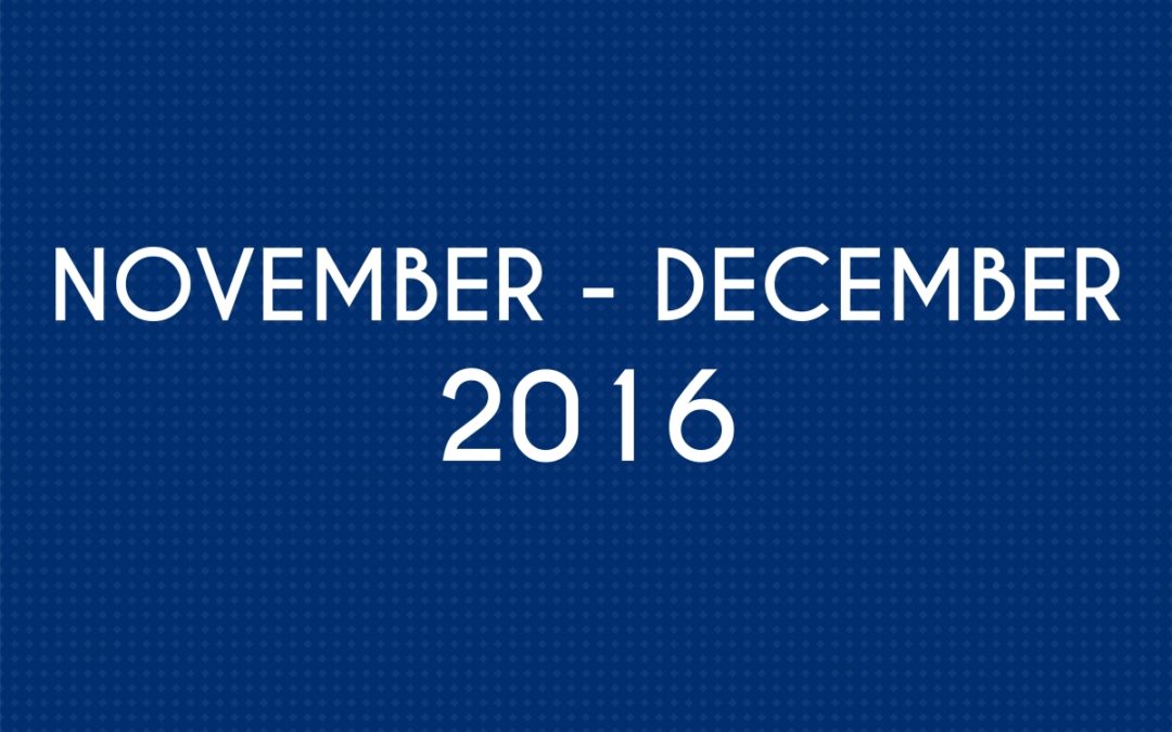 NOVEMBER 2016 – DECEMBER 2016